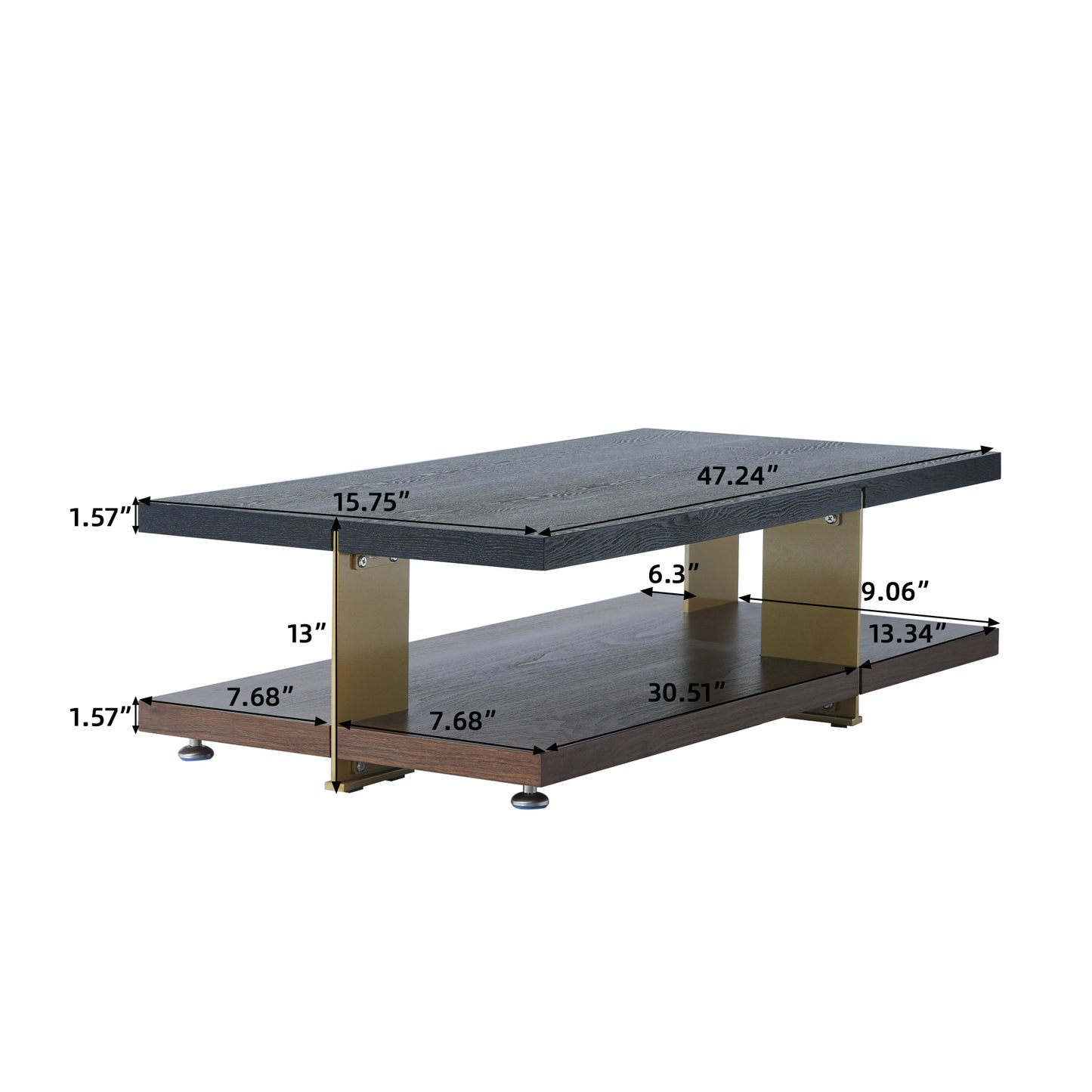 Modern Dual-Tone Coffee Table with Storage Shelf