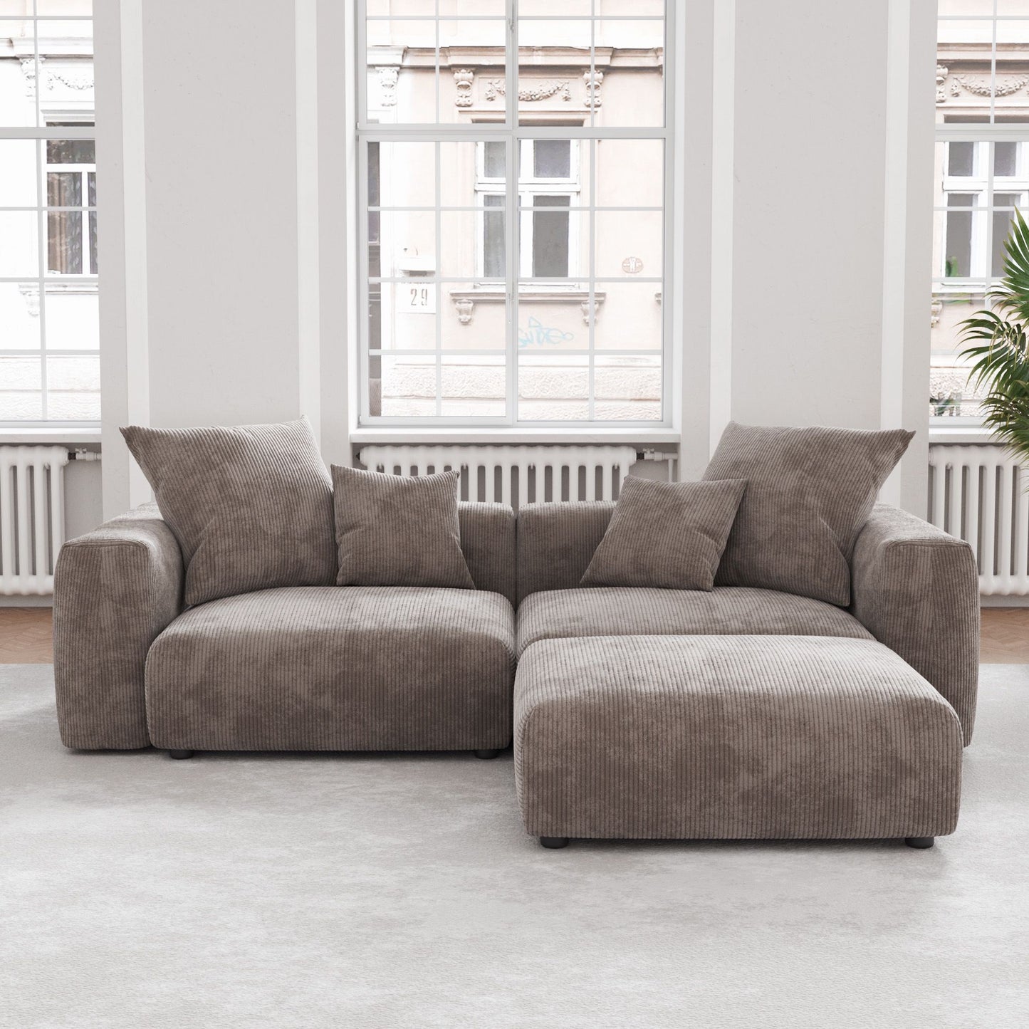 Luxora 5-Piece Modular Corduroy Cloud Sofa – Luxury You Design