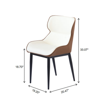 Modern Upholstered Dining Chairs (Set of 2) – Fiber Leather, High-Density Foam & Metal Legs