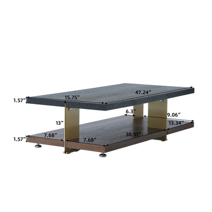 Modern Dual-Tone Coffee Table with Storage Shelf