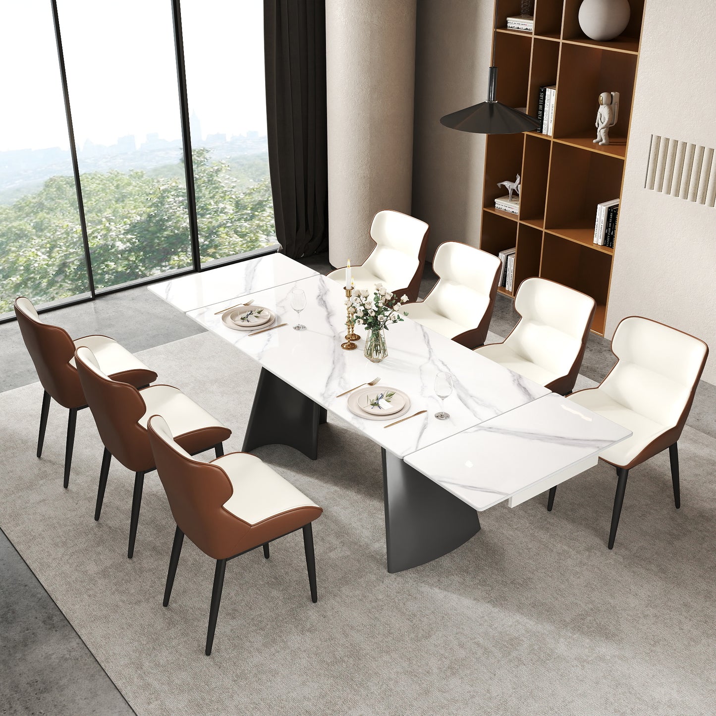 La Regina Expandable Sintered Stone Dining Table – Modern Luxury with Metal Legs (Seats 6–10 people)