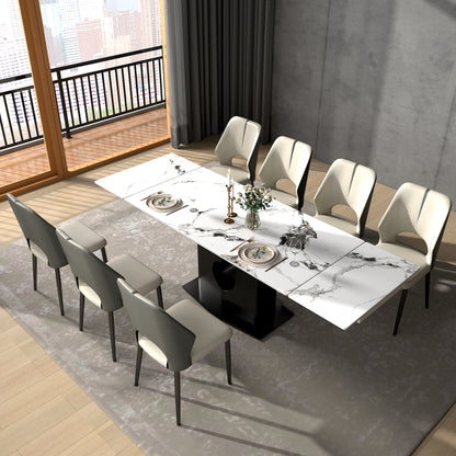 Luxury Extendable Sintered Stone Dining Table – Modern Marble Look with Metal Base (Seats 6–10)