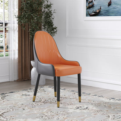 Modern Elegance Dining Chair Set – 2pcs, Fiber Leather with Gold Legs