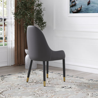 Modern Elegance Dining Chair Set – 2pcs, Fiber Leather with Gold Legs