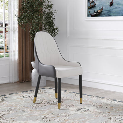 Modern Elegance Dining Chair Set – 2pcs, Fiber Leather with Gold Legs
