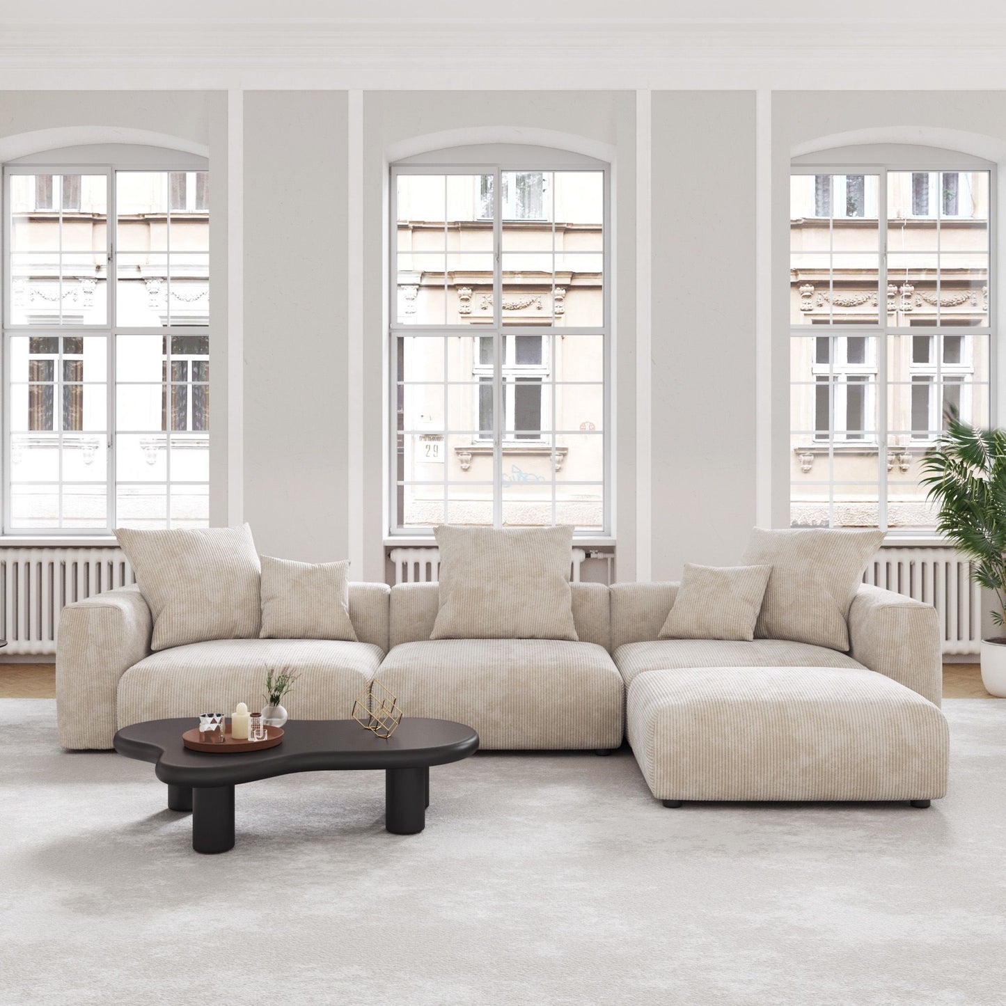 Luxora 5-Piece Modular Corduroy Cloud Sofa – Luxury You Design