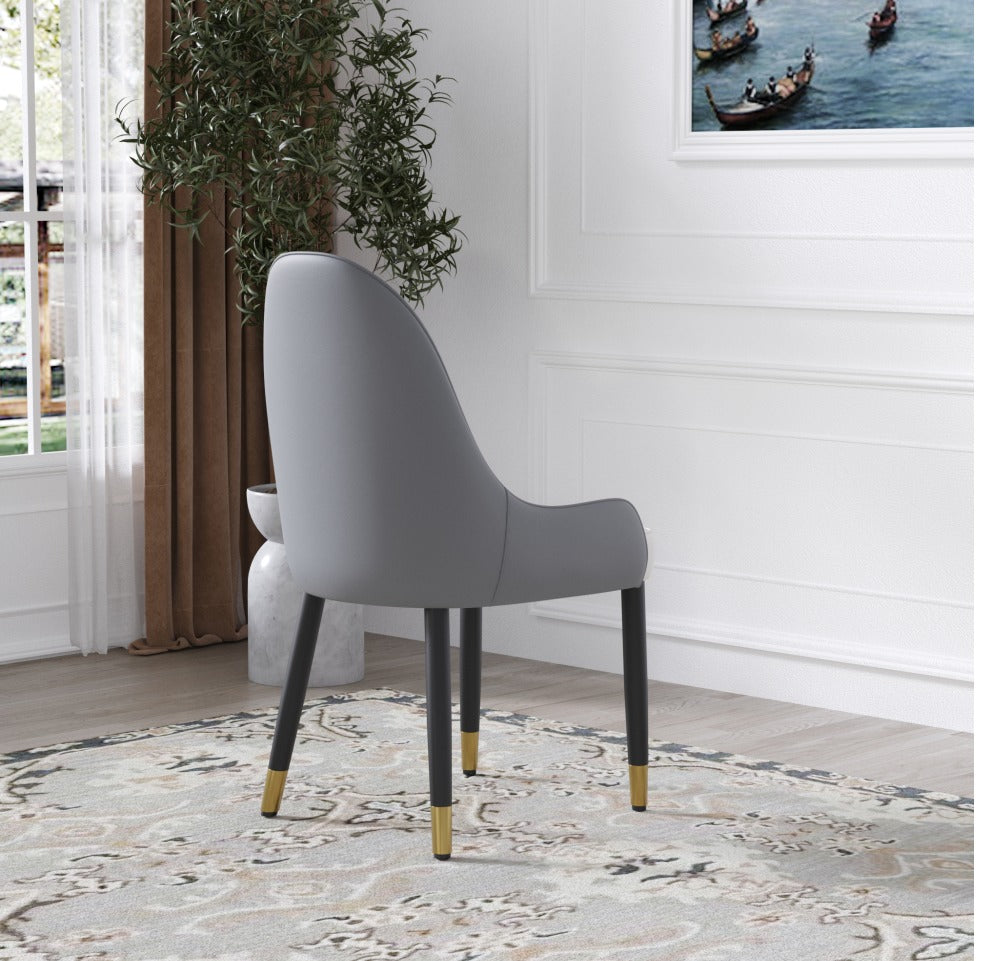 Modern Elegance Dining Chair Set – 2pcs, Fiber Leather with Gold Legs