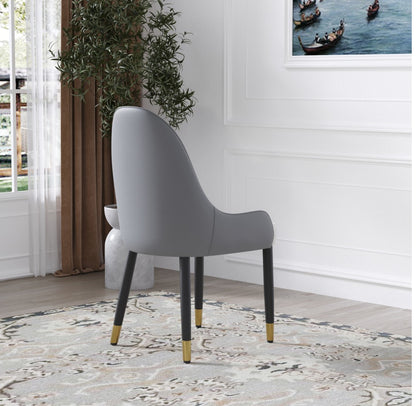 Modern Elegance Dining Chair Set – 2pcs, Fiber Leather with Gold Legs