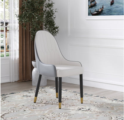 Modern Elegance Dining Chair Set – 2pcs, Fiber Leather with Gold Legs