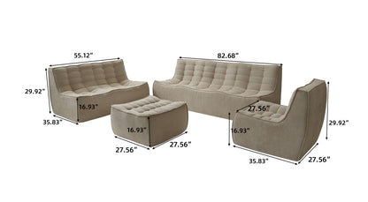 Modern 4-Piece Luxury Living Room Set – Sofa, Loveseat, Chair & Ottoman