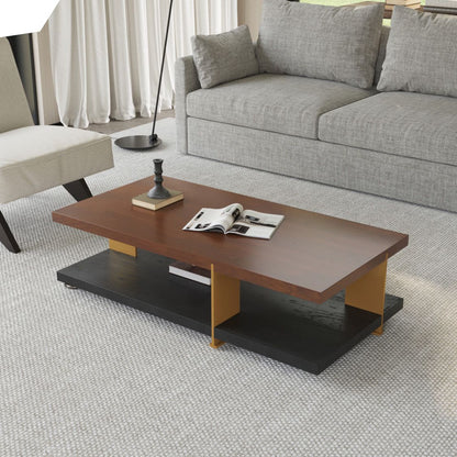 Modern Dual-Tone Coffee Table with Storage Shelf