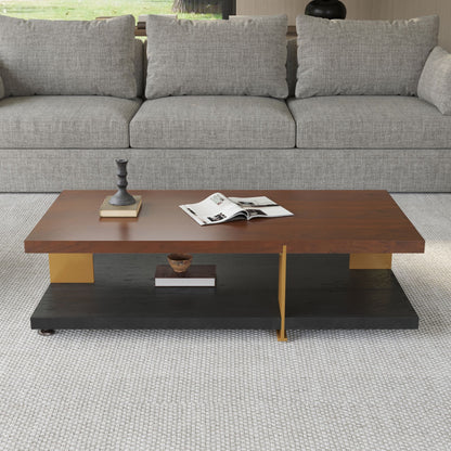 Modern Dual-Tone Coffee Table with Storage Shelf