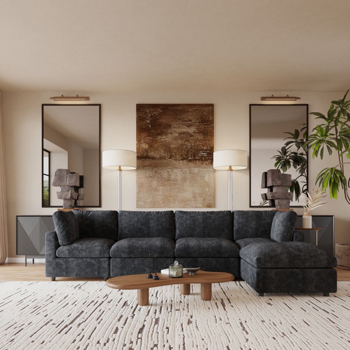 Luxe Modular Sectional Sofa + Ottoman
