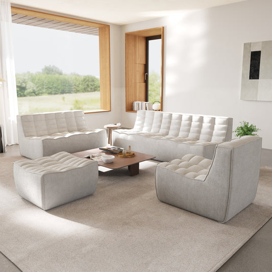 Modern 4-Piece Luxury Living Room Set – Sofa, Loveseat, Chair & Ottoman
