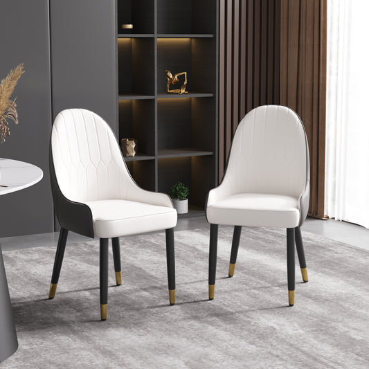Modern Elegance Dining Chair Set – 2pcs, Fiber Leather with Gold Legs