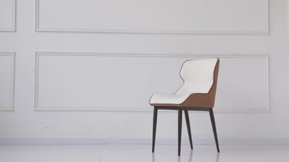Modern Upholstered Dining Chairs (Set of 2) – Fiber Leather, High-Density Foam & Metal Legs